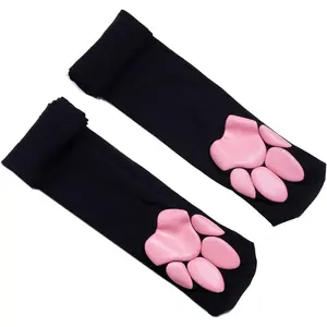 3D Cat Paw Pad Socks,Puffyed Pawpad Socks Thigh High Socks  Girls kids Women Cosplay Over The Knee Stockings