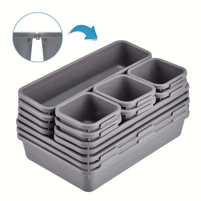 8pcs Interlocking Desk Drawer Organizer Separator for Office, Bathroom, Kitchen, Makeup