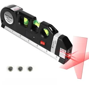 Multipurpose Cross Line Laser Leveler Tool, 4 in 1 Rechargeable Measuring Level with 8ft Metric Ruler, Type-C Fast Charging High Precision Layout Alignment Tool for Construction, DIY Projects