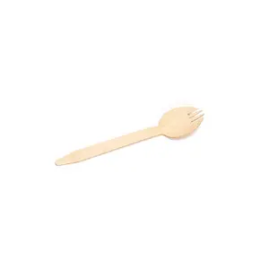 Eco-Friendly Disposable Bamboo Fork Spoon Set, Biodegradable Two-In-One Cutlery, Natural Bambusa Utensils, Ideal for Desserts & Salads