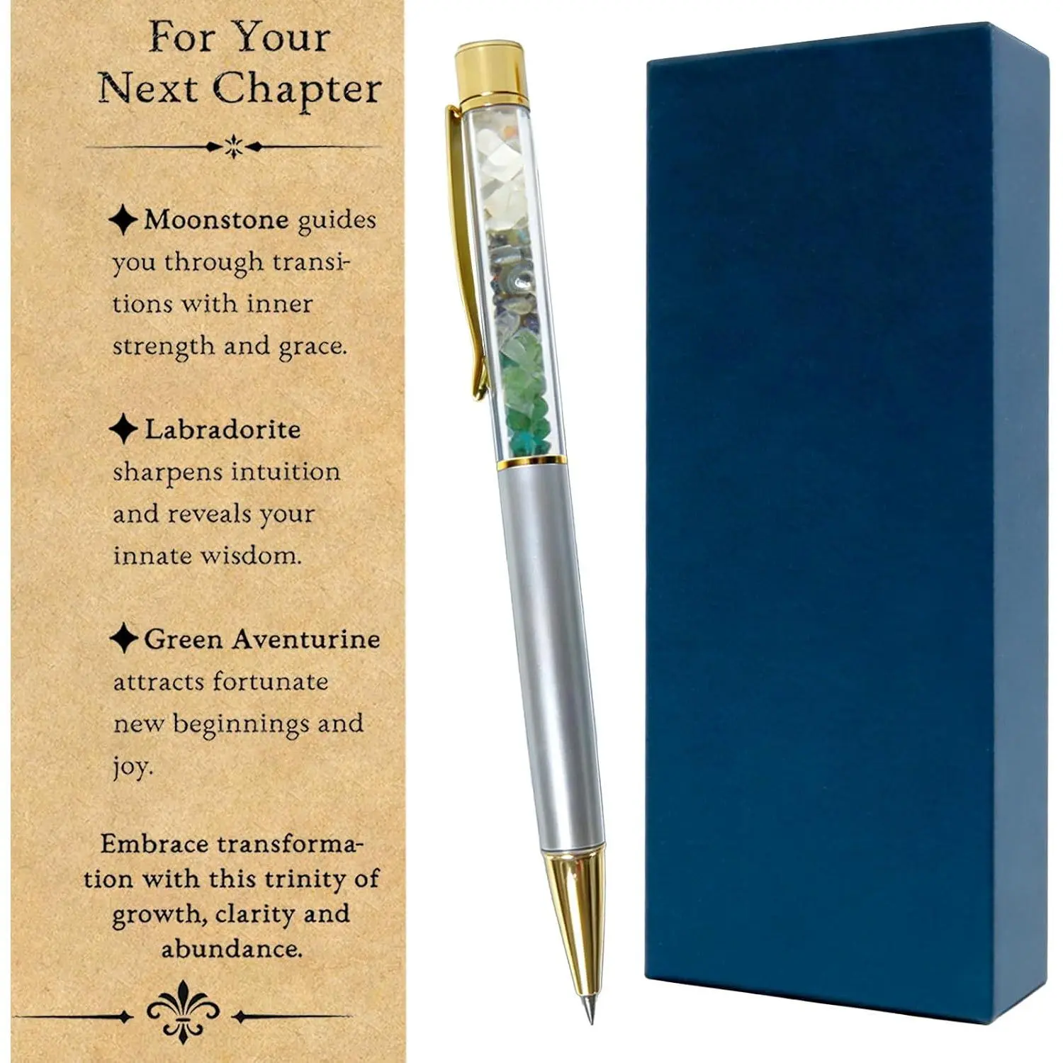 Pen with  Chapter Card, Inspirational  for  Beginnings,  Job &  to School, Encouragement  for Women, Students, Loved Ones, Coworkers &