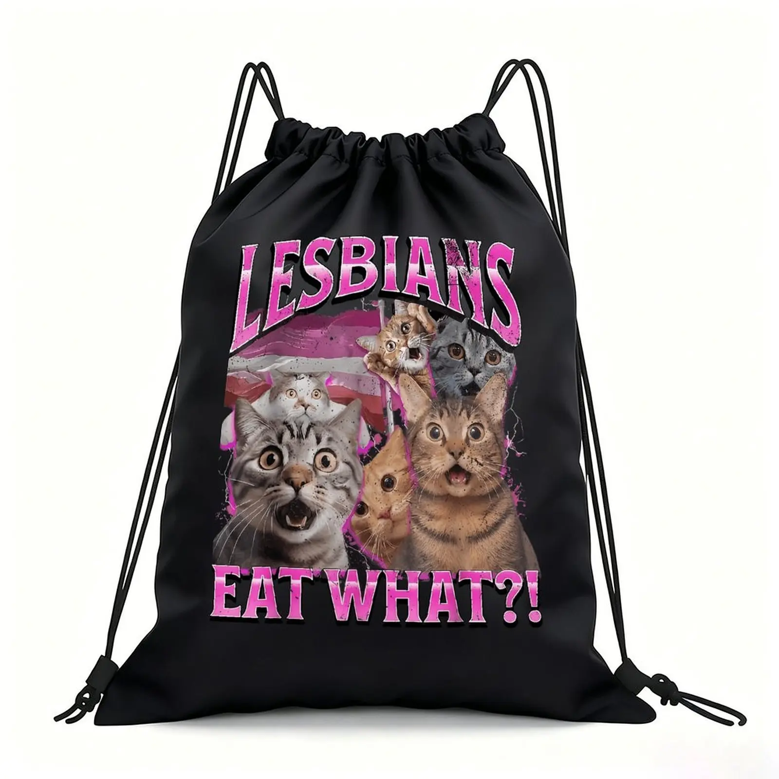 Portable Drawstring Sack Bag with Custom Graphic Print, Waterproof Polyester String Backpack for Gym Workout Swimming Hiking