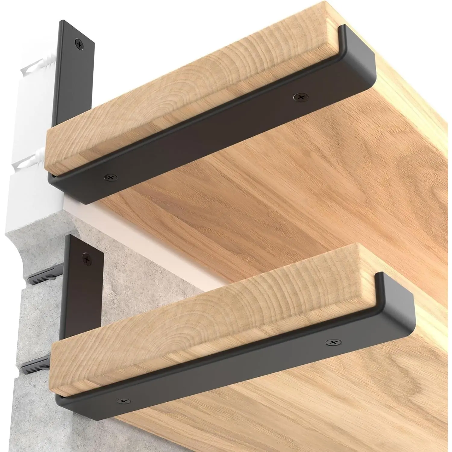 Shelf Brackets 12 inch, 1/5 inch Thick 6-Pack Heavy Duty Industrial Bracket for DIY Floating Shelf Support, Black Coated Wall Shelf Bracket 11.25” x 6” x 1.5”