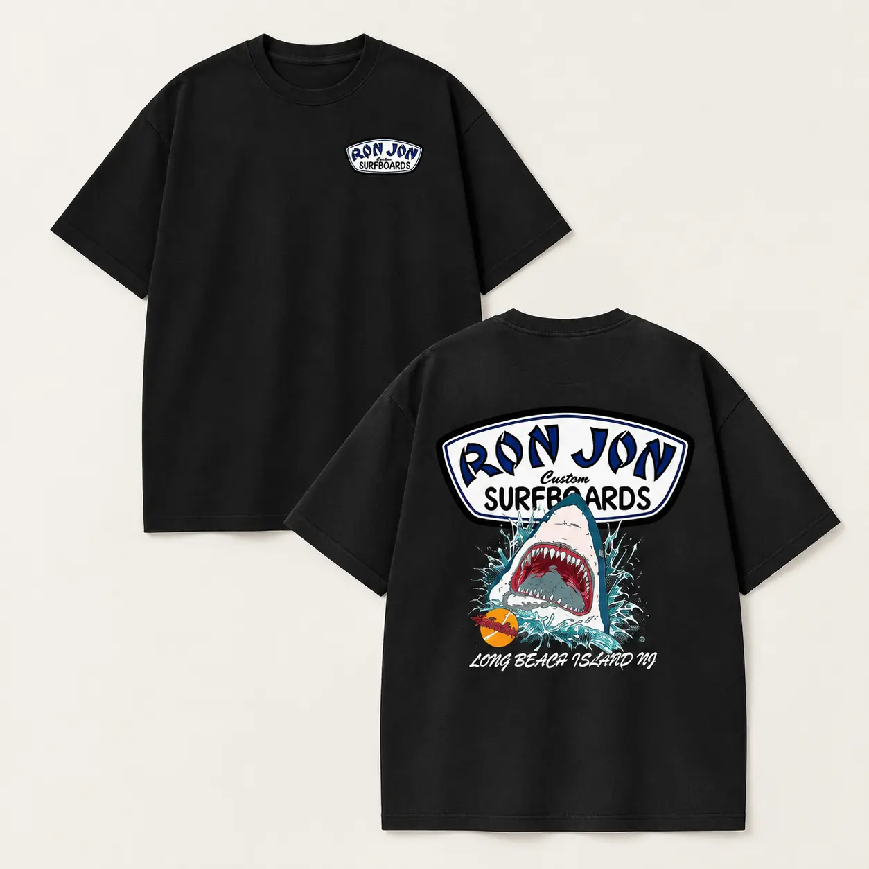 Unisex  Surfboards Great White Graphic Short-Sleeve Round Neck Vintage Washed Heavyweight Cotton Oversized Menswear Top, Casual Grey Acid Wash Mineral Tee, Long Beach Island NJ Retro Surf Coastal Grunge Skater Summer Outfit Gift