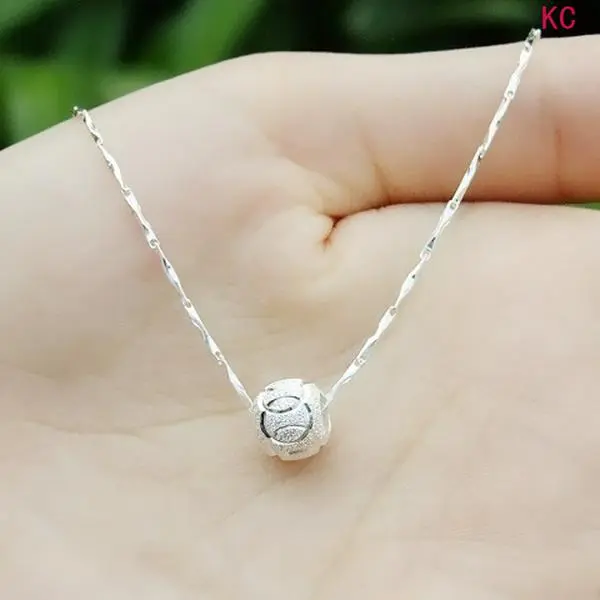 925 Sterling Silver Vintage Rotating Bead Pendant Necklace, Durable Cute All-Season Neck Jewelry For Daily Casual Wear And Vacation Styling Matching Presents