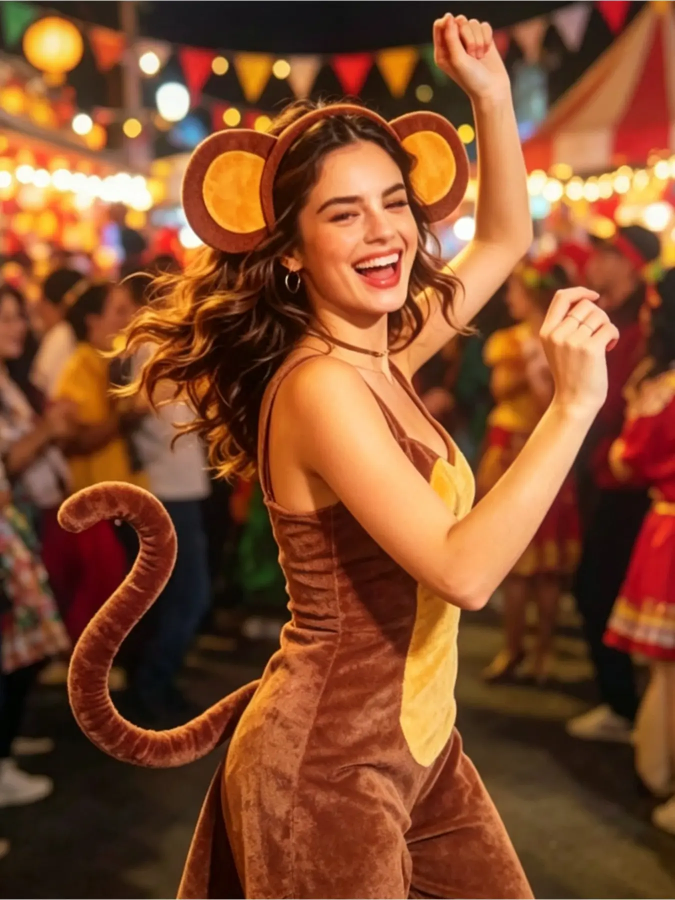 2-piece set of cute cartoon monkey headbands with tails, designed for use as party props, Festival Party Supplies and for role-playing in photos during festivals; suitable for both men and women.