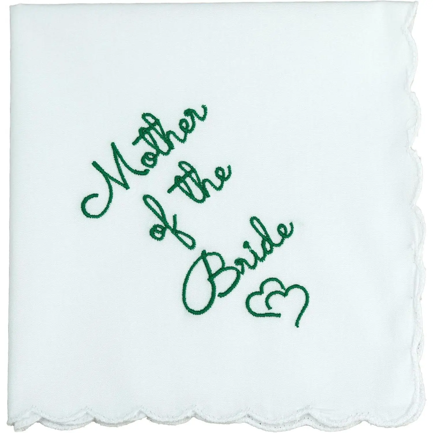 Cotton Wedding Handkerchief with Scalloped Edges, Gifts for Mother of Bride & Groom Comes with Envelope Gift Box & Card
