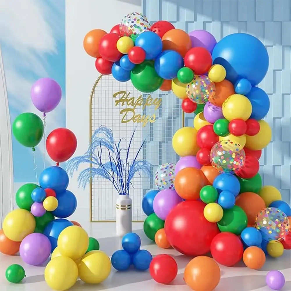 69pcs Birthday Wedding Party Colorful Latex Balloons Set, Rainbow Balloon Arch Decoration Kit, Easy Assembly Holiday Decorations