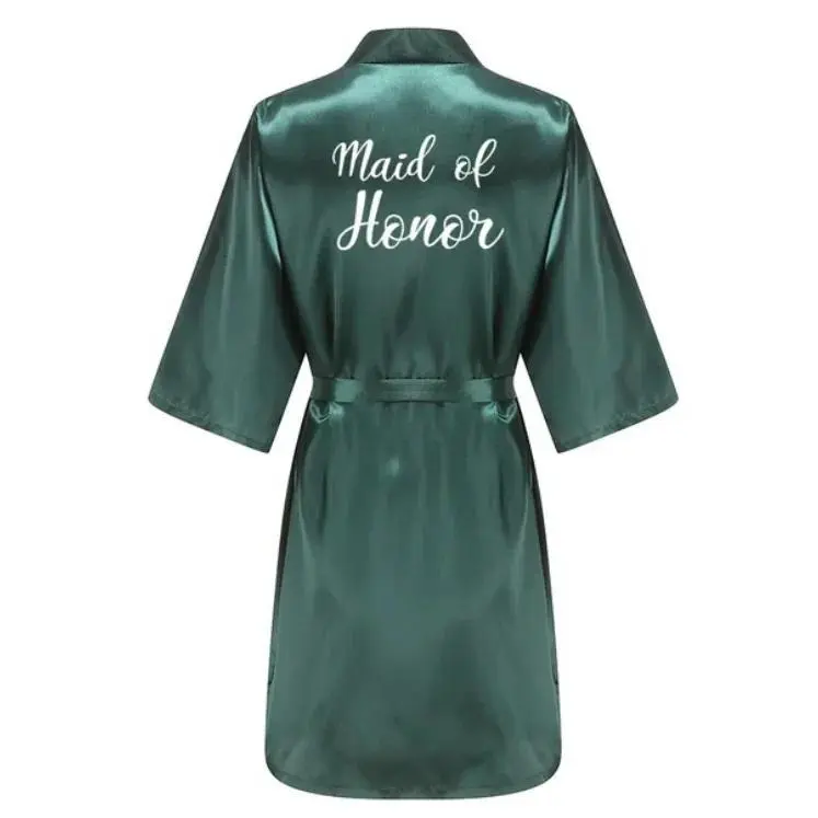 Wedding Bride Bridesmaid Robes Dressing Gown Sexy Women Bathrobe Night Sleepwear Women Gold Printed Kimono Plus Size