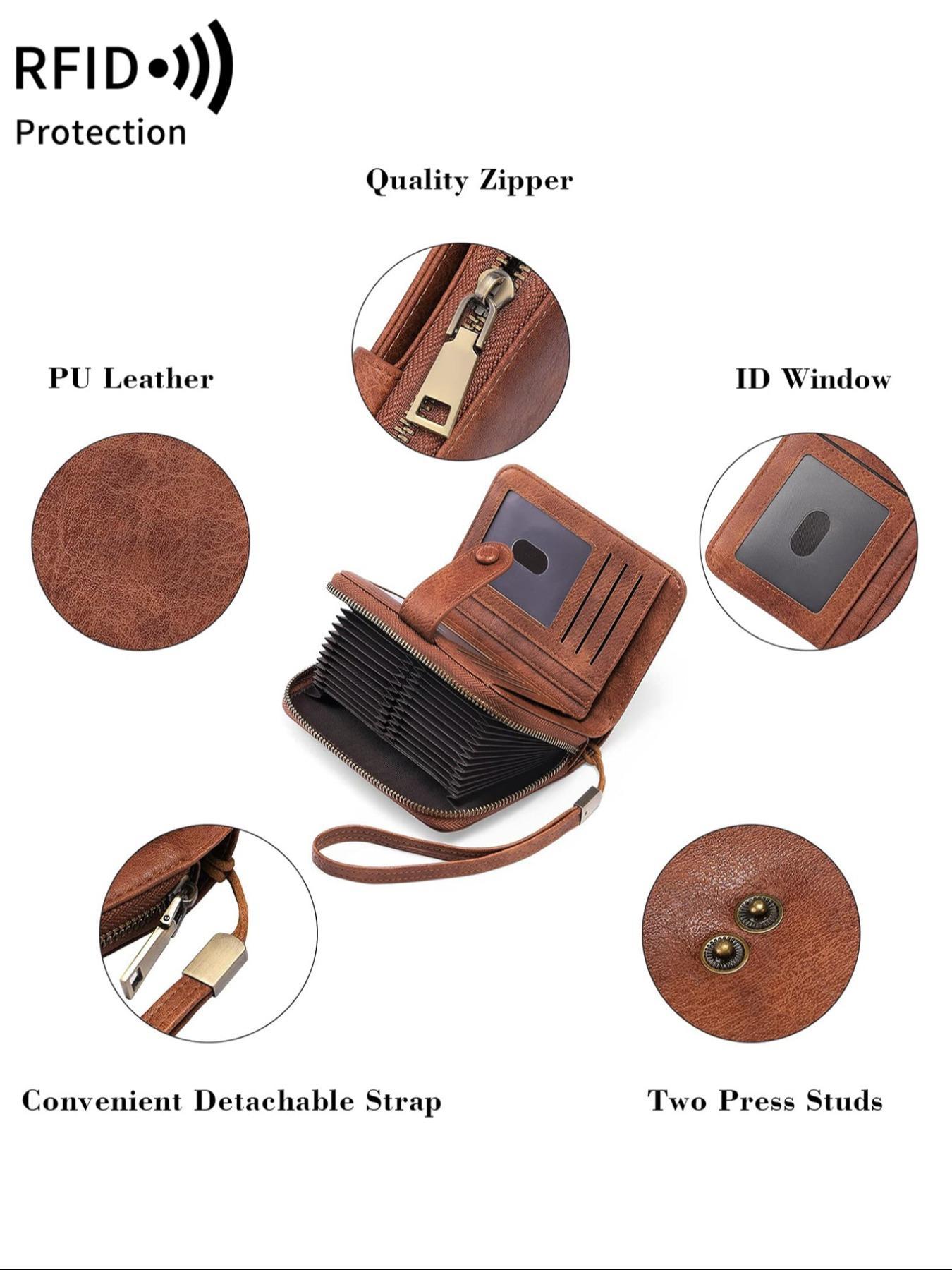 Women's Plain Zipper Short Wallet, 2025 New Style Rfid Protection Multi Card Slot Card Holder, Casual Trendy Versatile Daily Money Saving Wallets for Women As Gift, Purse for Women, Fall Outfits, Earthtone Fall Freshness