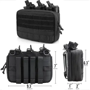 Rugged and durable multi-purpose EDC tool bag - durable nylon material, multiple zippered compartments and HOOK&LOOP MOLLE webbing, suitable for camping and outdoor camping gear.