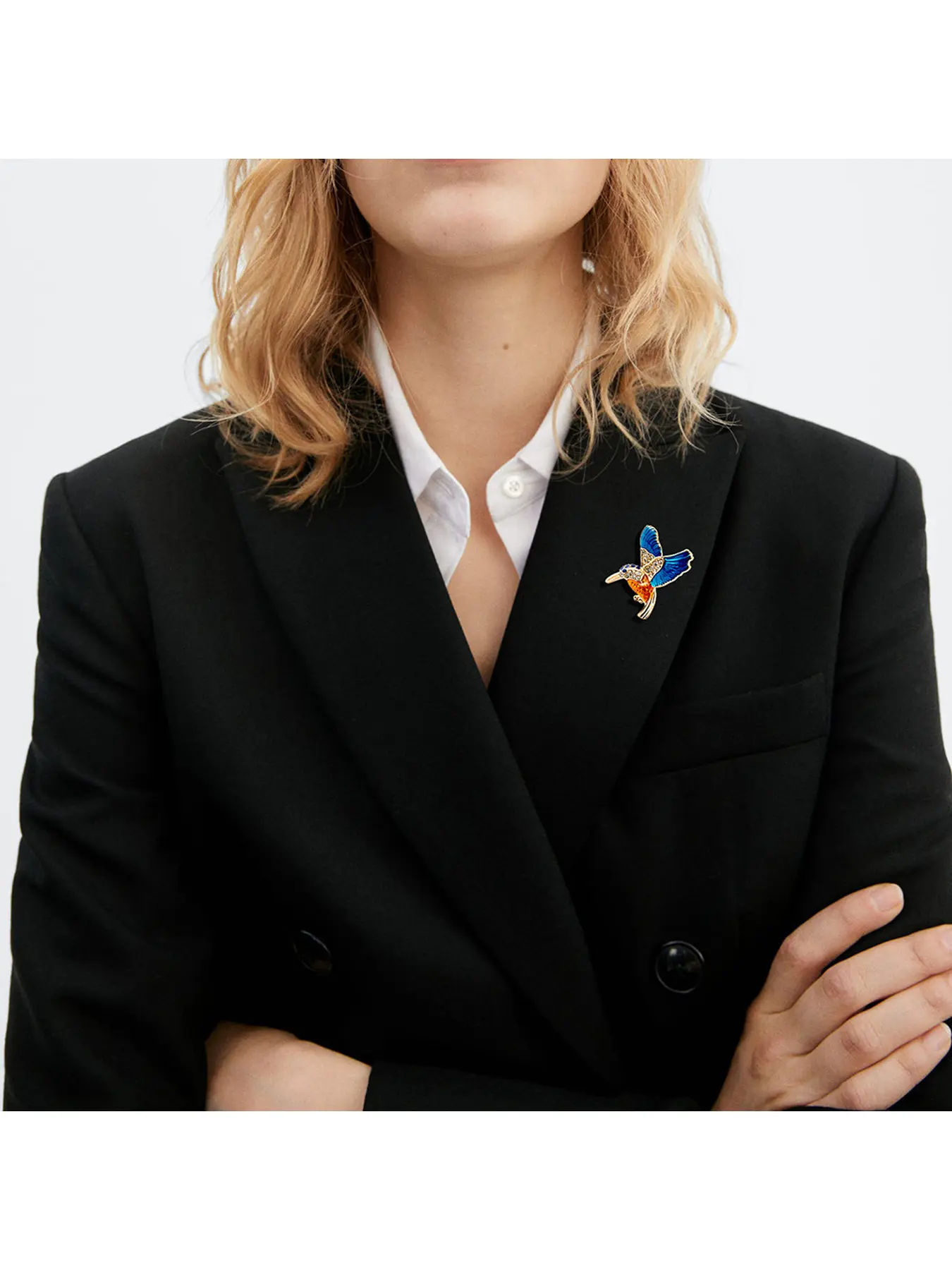 Creative Trendy Enamel Hummingbird Brooch, Unique Bird Badge Lapel Pin, Anti-Exposure Clasp, Decor Accessory for Suits, Multi-Purpose Household Small Brooch