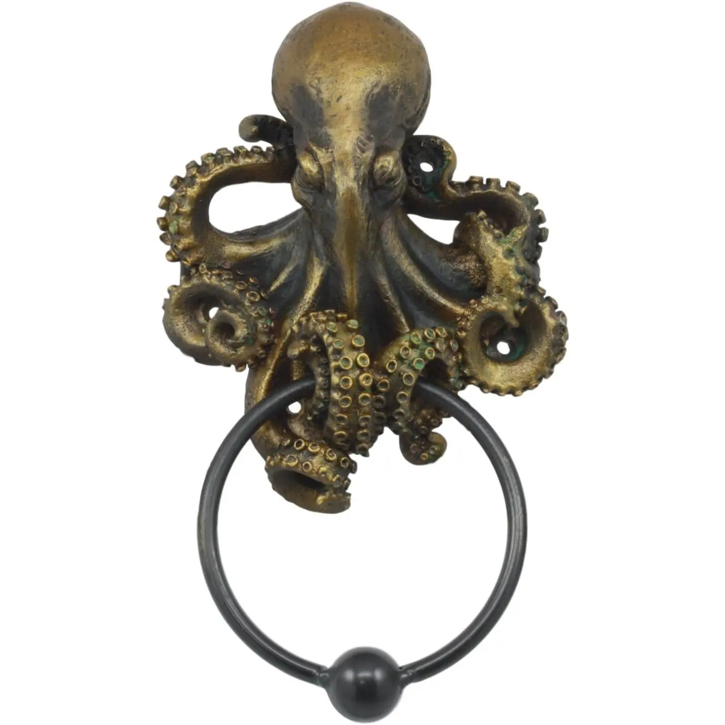 Ocean Gothic Mythical Sea Monster Deep Sea Creature Octopus Kraken Cthulhu Decorative Door Knocker Wall-Mounted Polyresin Statue Height 8.5inch