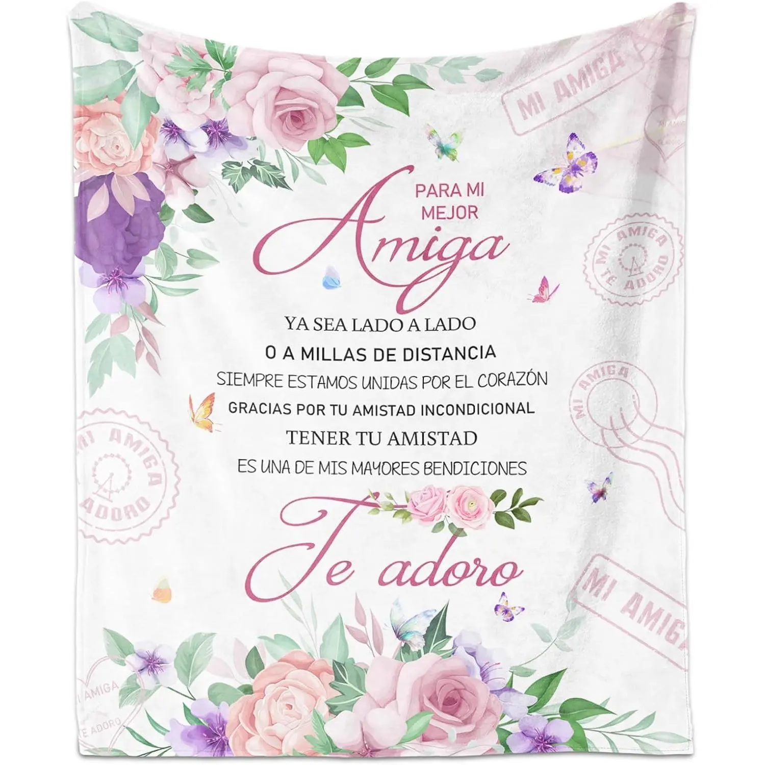 Regalos para Amiga en Español, Regalos para Amigas Cumpleaños, Amiga Blanket 60"X50", Birthday Gifts for Besite in Spanish