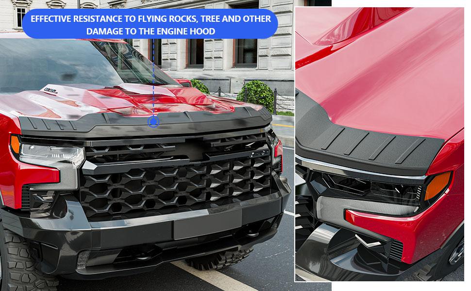 Hood Deflector Compatible With 2019-2024Chevy Silverado 1500 Protector Tpe ShieldReplacement For Accessories Car Side Sun Visor Curtain Heat Insulator Glos