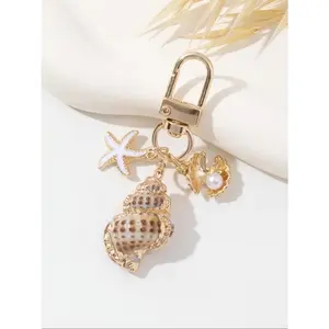 Shell & Starfish & Conch Design Keychain, Fashionable Keychain for Women & Men, Trendy All-match & Exquisite Keychain for Birthday Gift, Charm Keychain