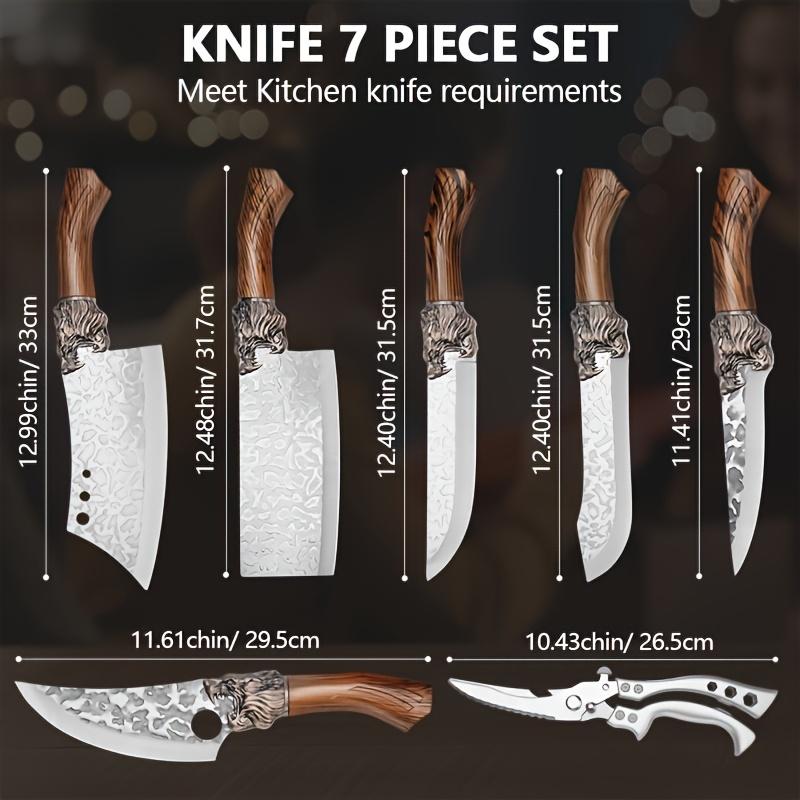 7 piece set, knife, multi-functional set, hotel gift set, outdoor camping car set, scissors, steak knife, beef knife pork knife, chicken and duck meat knife, can easily cut meat, fruit knife, plastic handle upgraded design grip summerwins