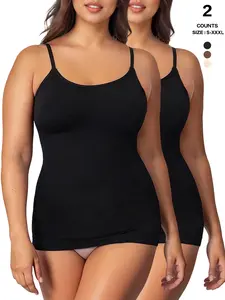 Women's Multipack Seamless Body Shaper Top, High Elasticity Compression Cami, Adjustable Strap, Tummy Control, Casual Style Shapewear