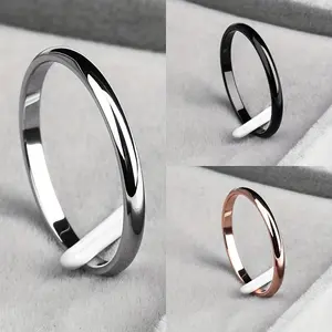 1 piece, 2mm, polished, round-shaped ring, simple and fashionable, comfortable to wear, a great gift.