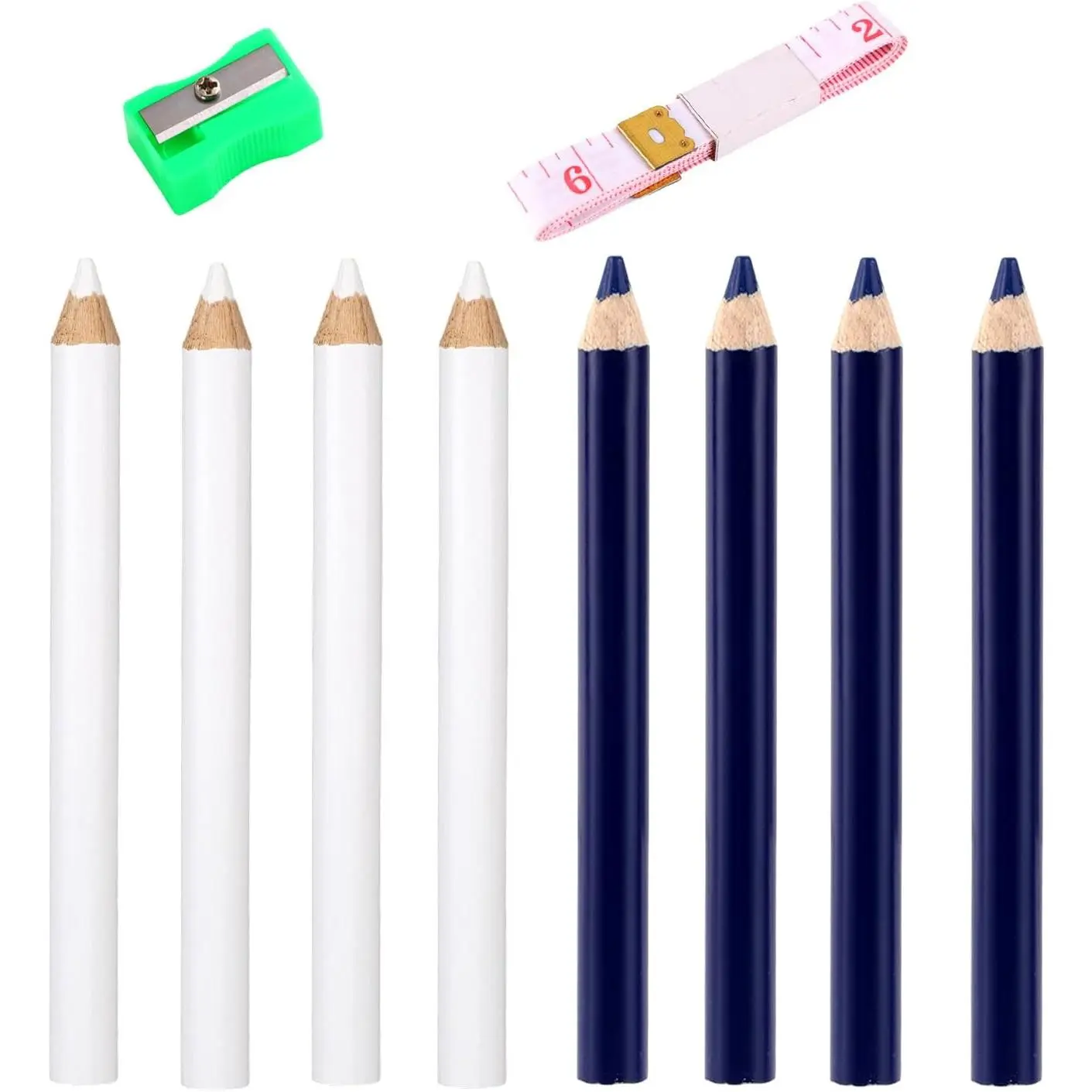 8 count Fabric Pencils for Sewing, Water-Soluble Tailors Pencil Set with Sharpener & Soft Tape Measure 2 Colors Fabric Marking Chalk for Quilting Sewing Dressmaking DIY Crafts Supplies