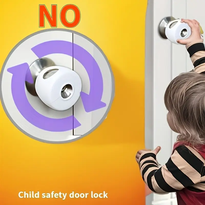 Protective Door Handle Cover, 360° Shock Absorption Tpu Buffer, Dual Lock System, Adjustable for Round Handles, Durable Design, Door Protector