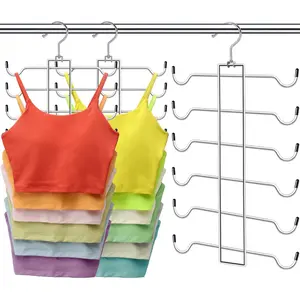 Metal Tank Top Hanger 2 Pack, Space Saving Bra Organizer with 24 Easy Access Hooks, 360° Swivel Closet Organizers and Storage, Apartment College Dorm Room Essentials, Small Space Organization Solution