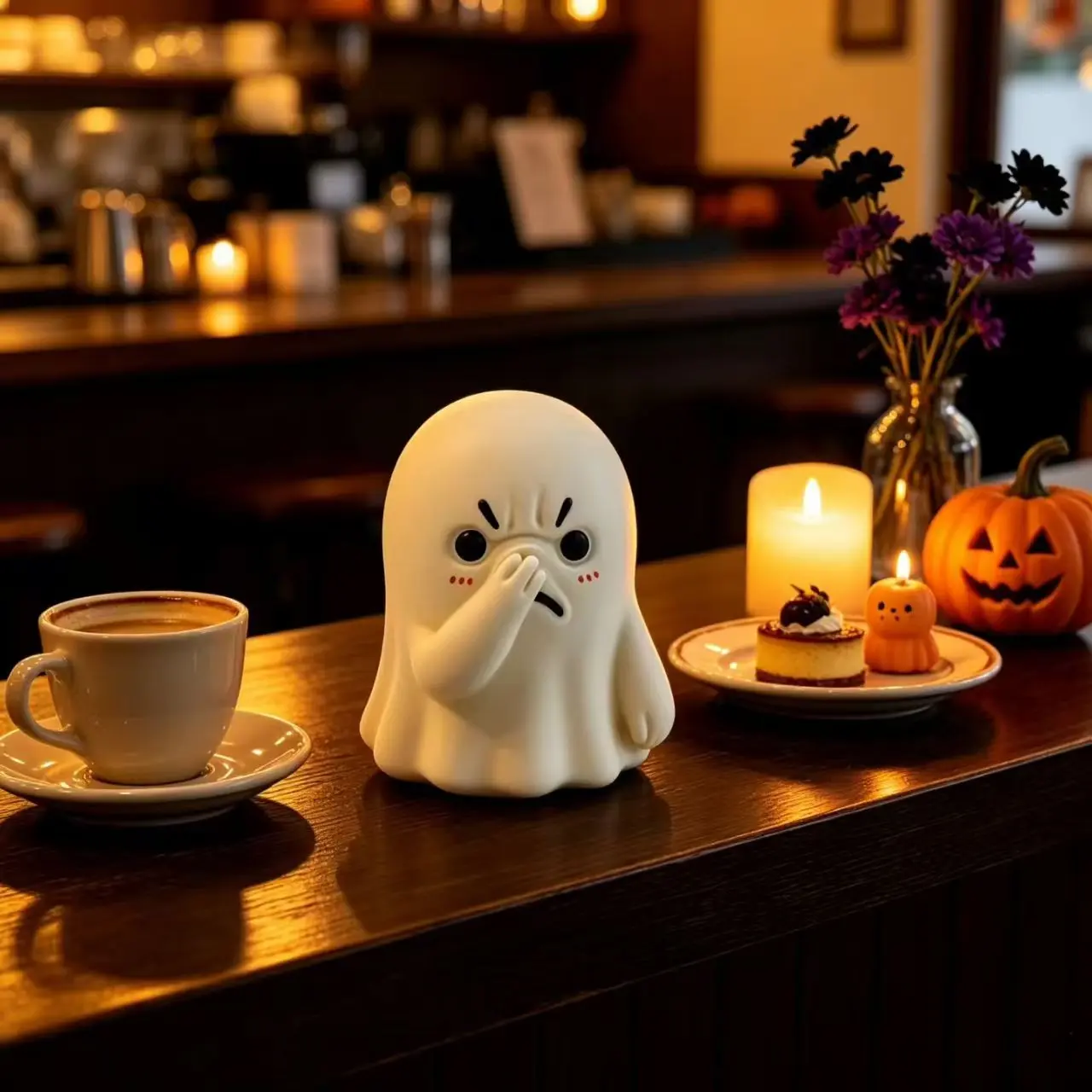 Cute Ghost Ornament, Funny Nose-Squeezing Ghost Statue, Halloween Decor, Desk Decoration, Fun Gift for Friends, Novel Home Decor
