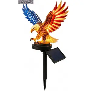 Solar Eagle Garden Stake Light for Outdoor Yard – Patriotic LED Waterproof Pathway Light, American Flag Inspired Eagle Statue Decor, Memorial Day & 4th of July Garden Decoration Gift