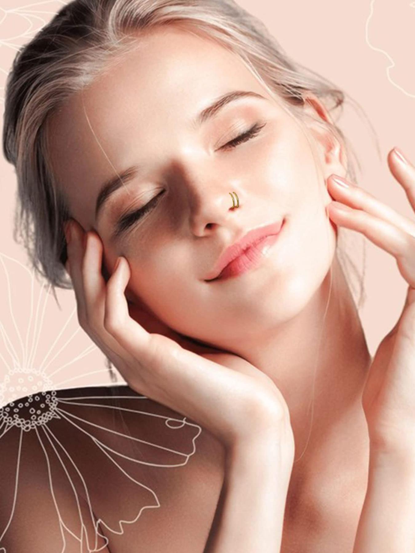 Casual 5pcs Colorful Stainless Steel Double Hoop Nose Rings, Nose Cuff, Nose Piercing Jewelry For Women And Men, Fashionable Body Jewelry Gift For Any Occasion