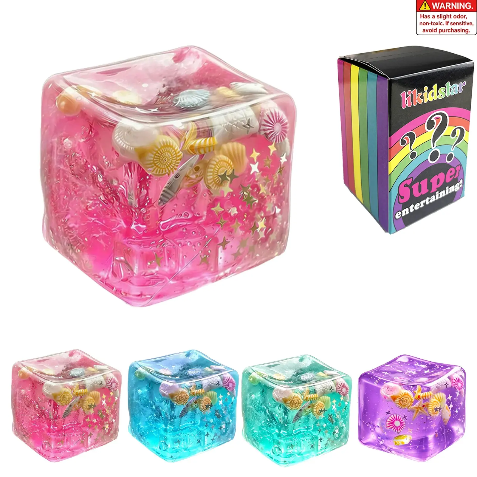 Ice Cube Cube Fidget Toys,Squishy Fidget Toy,Slow Rising Stress Relief Cube | Ice Cubes Marine Shells Squishies Toy,Soft Stress Relief Toy,for Focus & Calm for School, Office