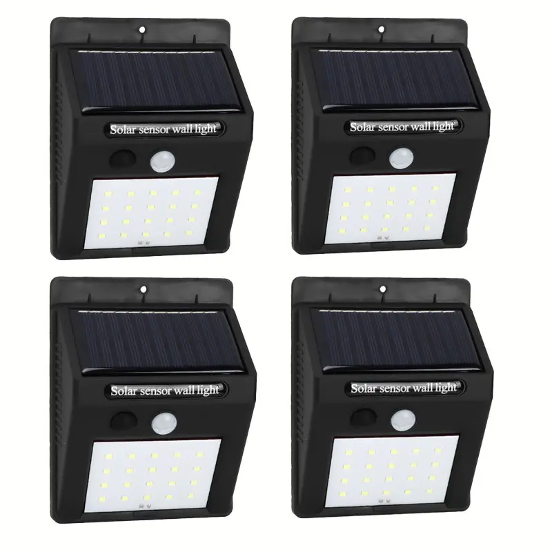 4-Group Solar Sensor Lights Outdoor 20led Wireless Easy Installation Waterproof Safety Security Solar Motion Sensor Wall Light, Fence Patio Deck Garden Lamp