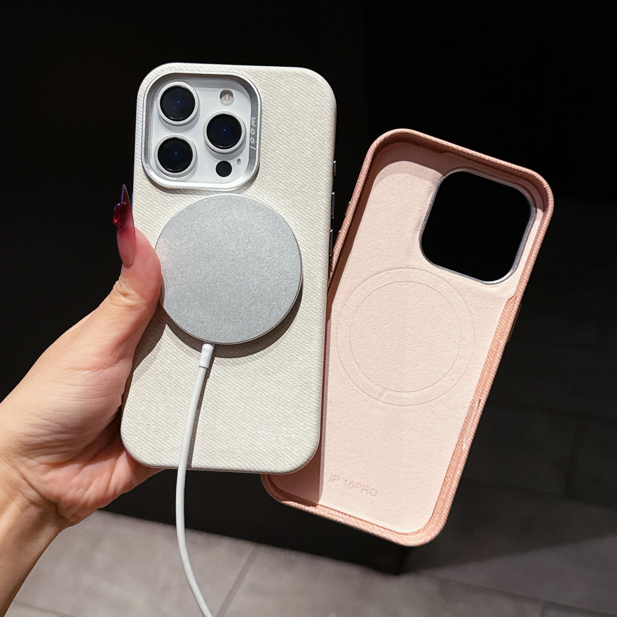 Luxury Denim Texture Leather Case with Magnetic for iPhone 16 Pro Max 15 Pro, Anti-Slip Slim Shockproof Protective Cover for Men Women