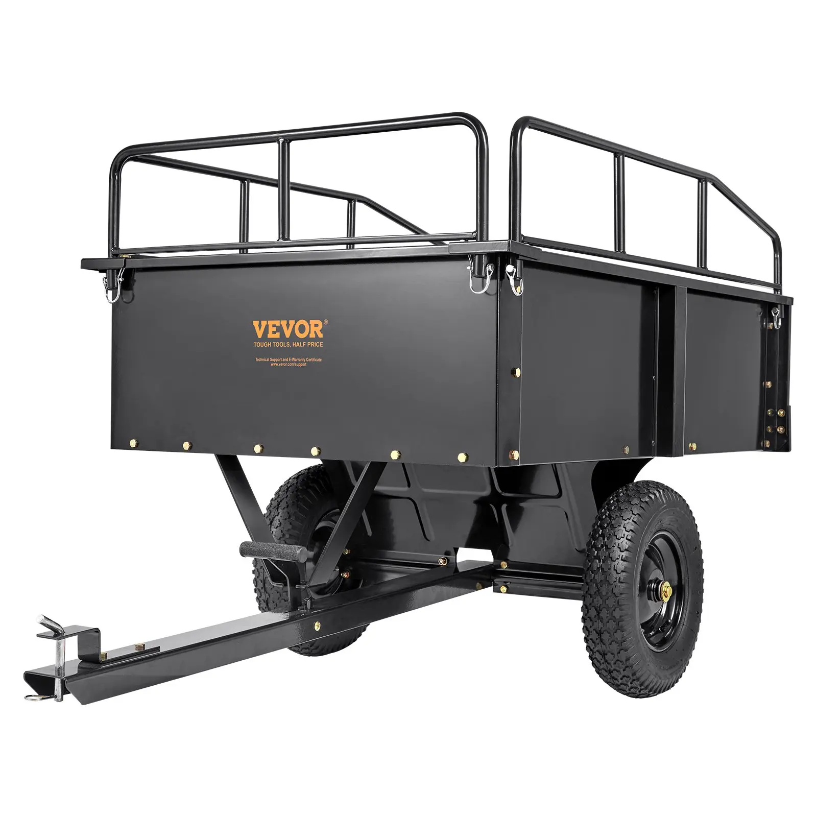 【toolupgrade】VEVOR Heavy Duty ATV Trailer Steel Dump Cart, 750-Pound 15 Cubic Feet, Garden Utility Trailer with Removable Sides for Riding Lawn Mower Tractor