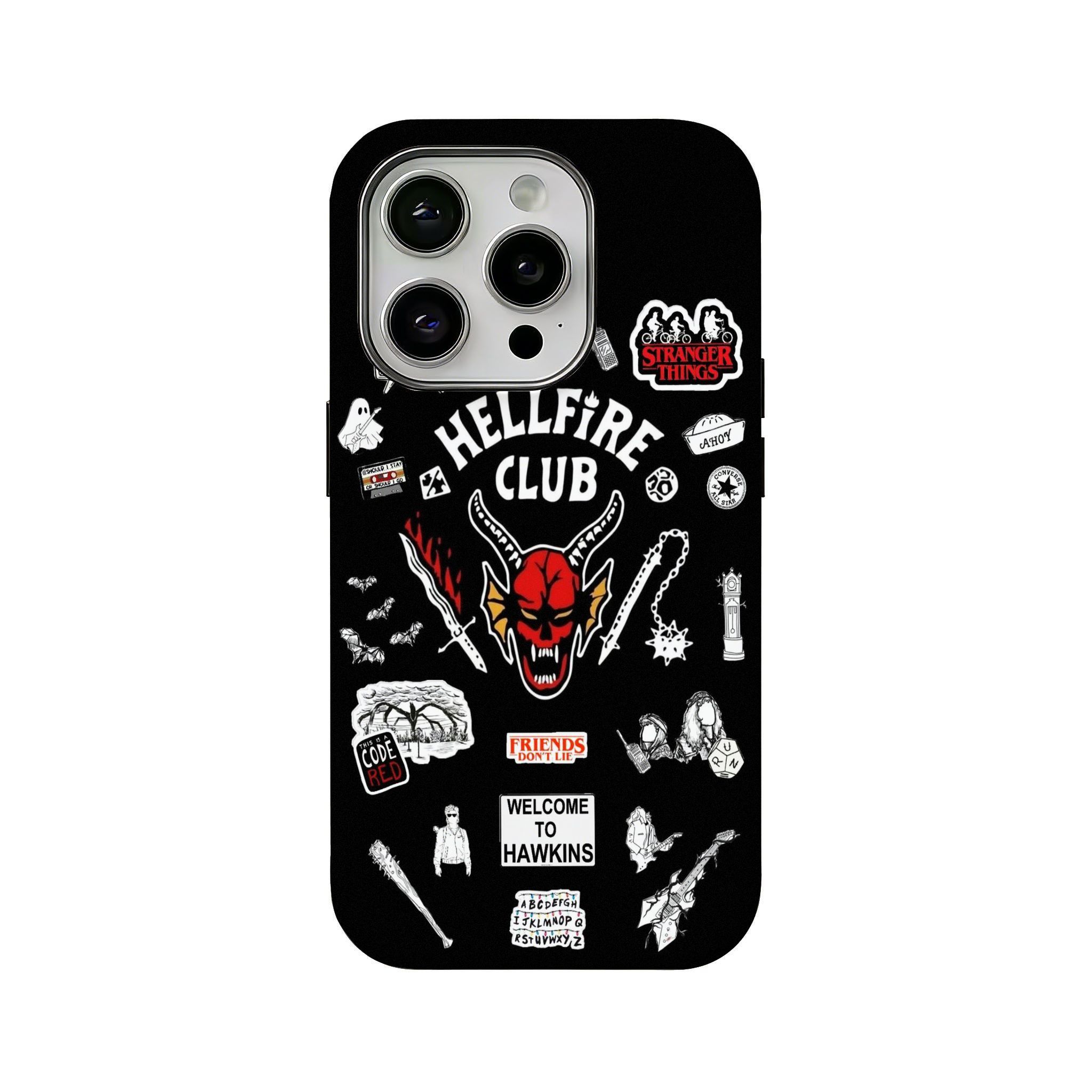 Hellfire Club Pattern 2-in-1 Film-Integrated Phone Case — Compatible with iPhone 12, 13, 14, 15, 16, 17 Series — Personalized & Creative Design, Drop-Resistant Protective Cover with Glossy Finish