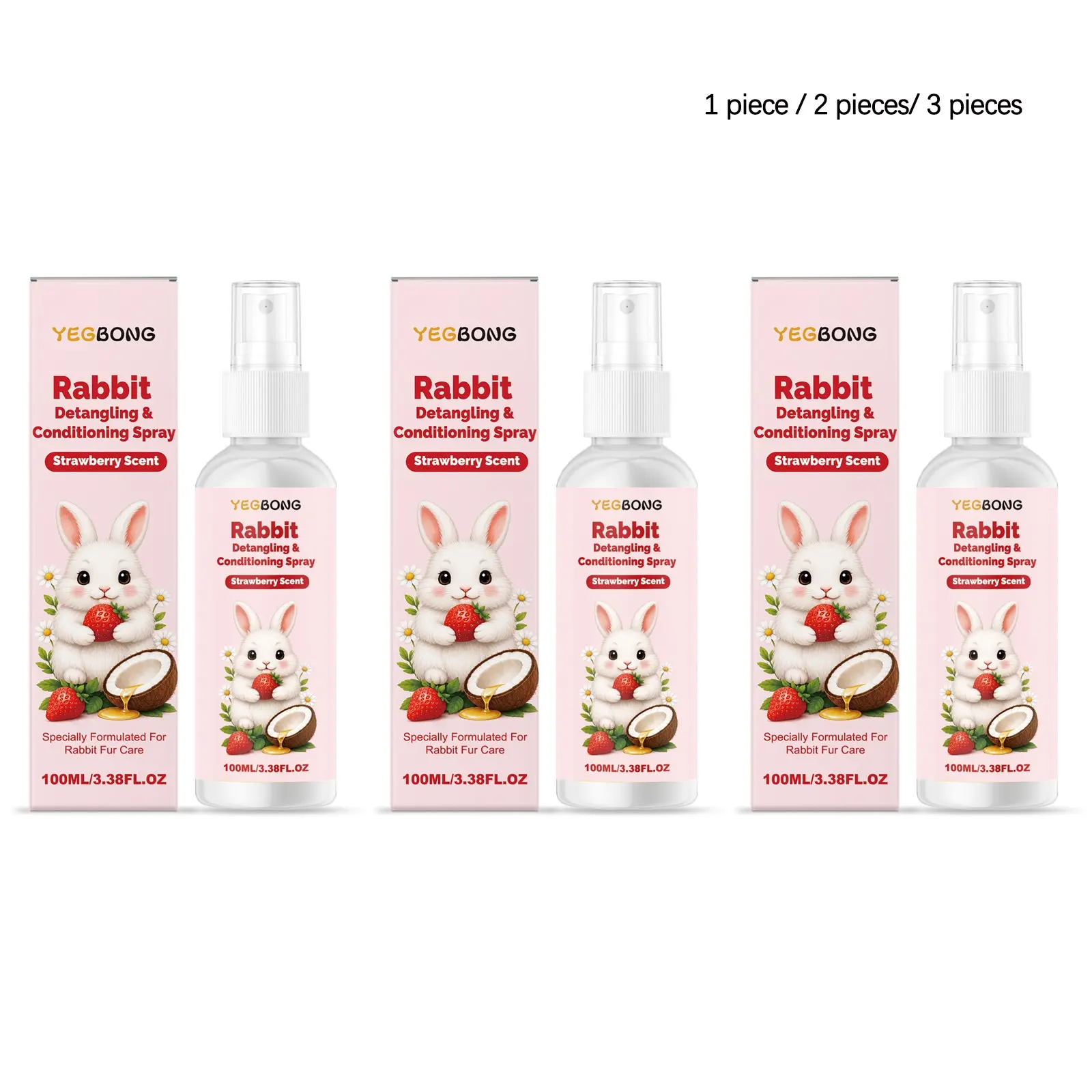 Rabbit Hair Softening Spray (100ML/100ML*2/100ML*3), Gentle Cleaning, Odor Removal, Freshness, Non-Irritating, Nourishing Rabbit Hair Care