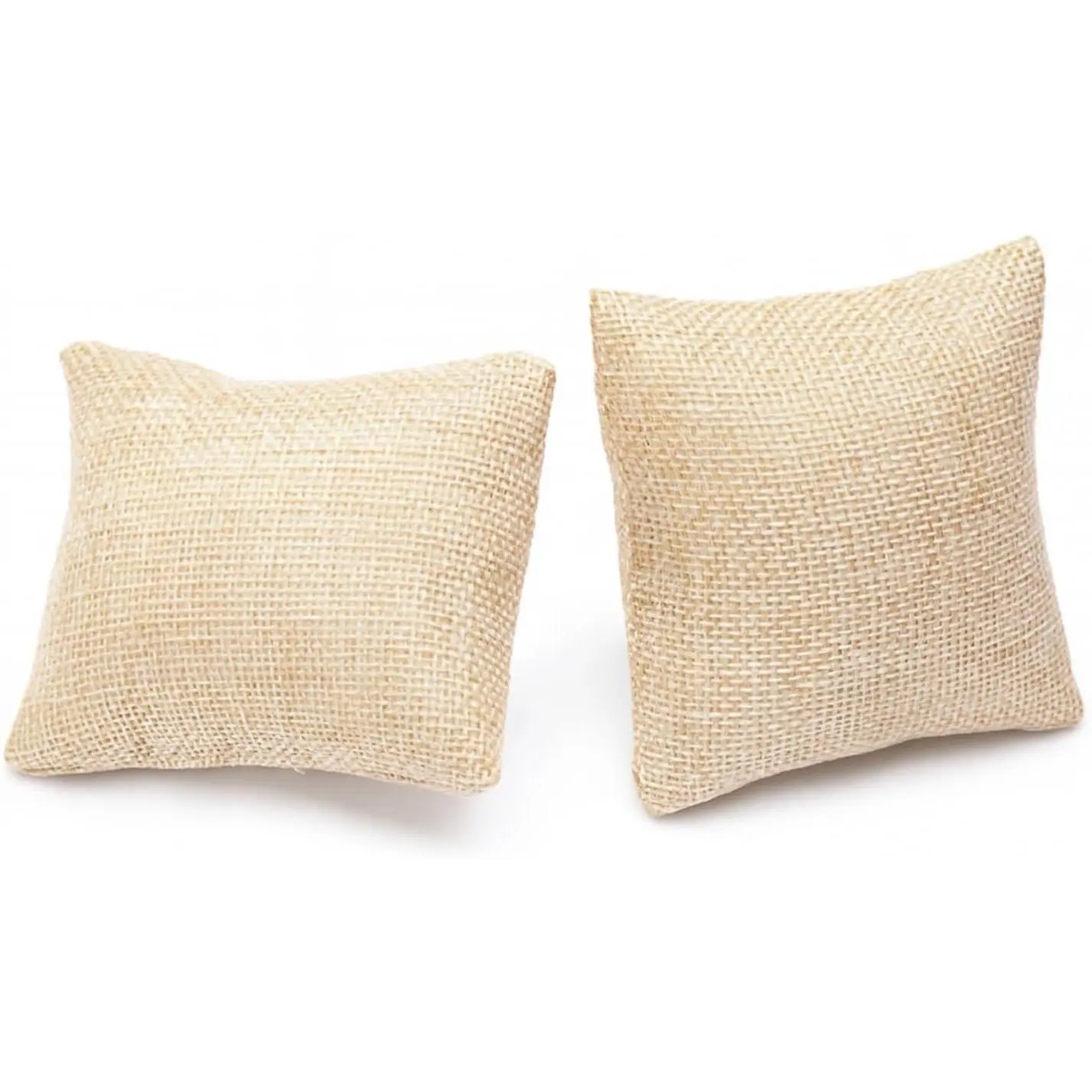 2 count Beige Burlap  Display Pillows - Linen Cushions for Bracelets, Watches, Bangles, Cuffs, Anklets, Earrings, Necklaces -  Organizer or ,  Towers 3.5" x 3.0"
