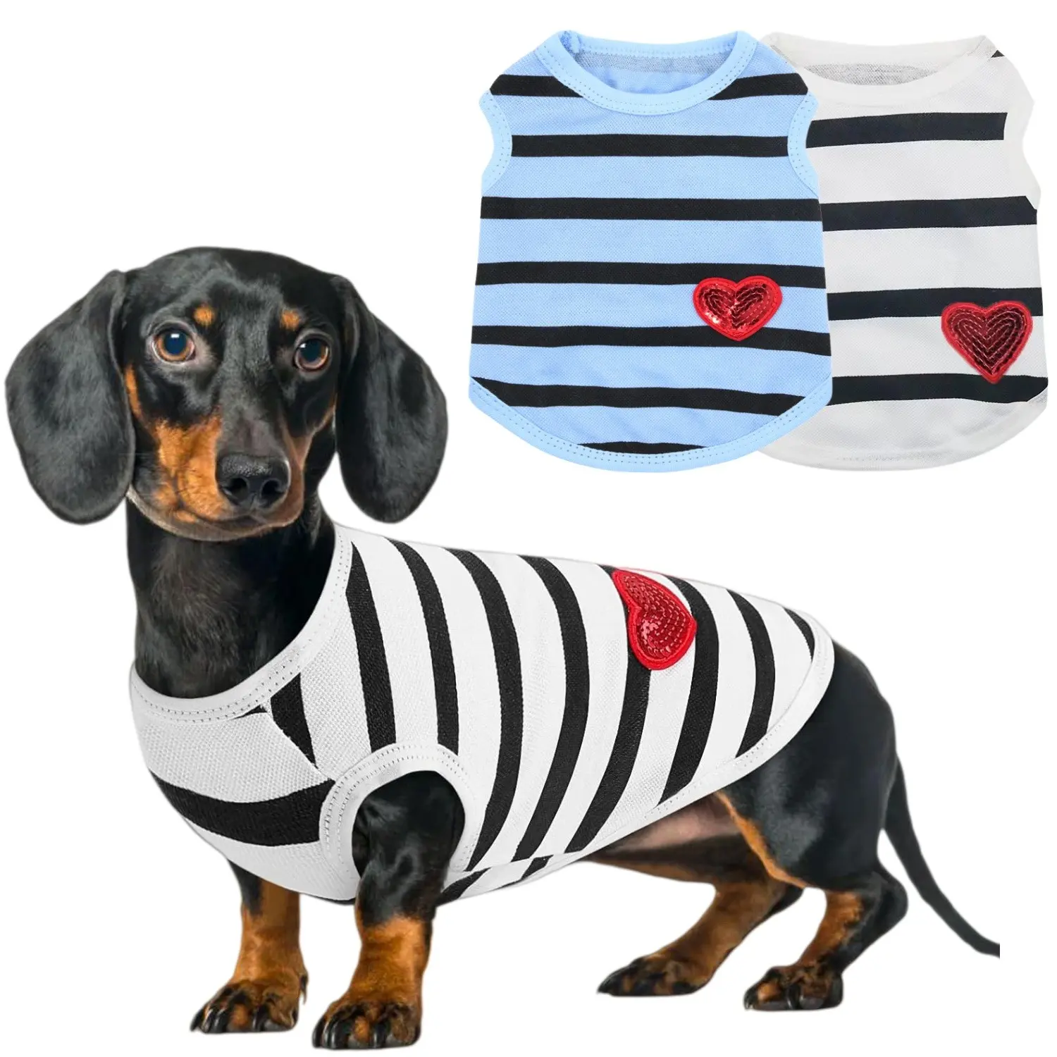 2pcs Dog Shirts for Small Dogs, Soft Breathable Pet T-Shirts for Boy and Girl Dogs & Cats, Lightweight All-Season Puppy Apparel, Comfortable Dog Clothes for French Bulldog, Dachshund and Yorkie