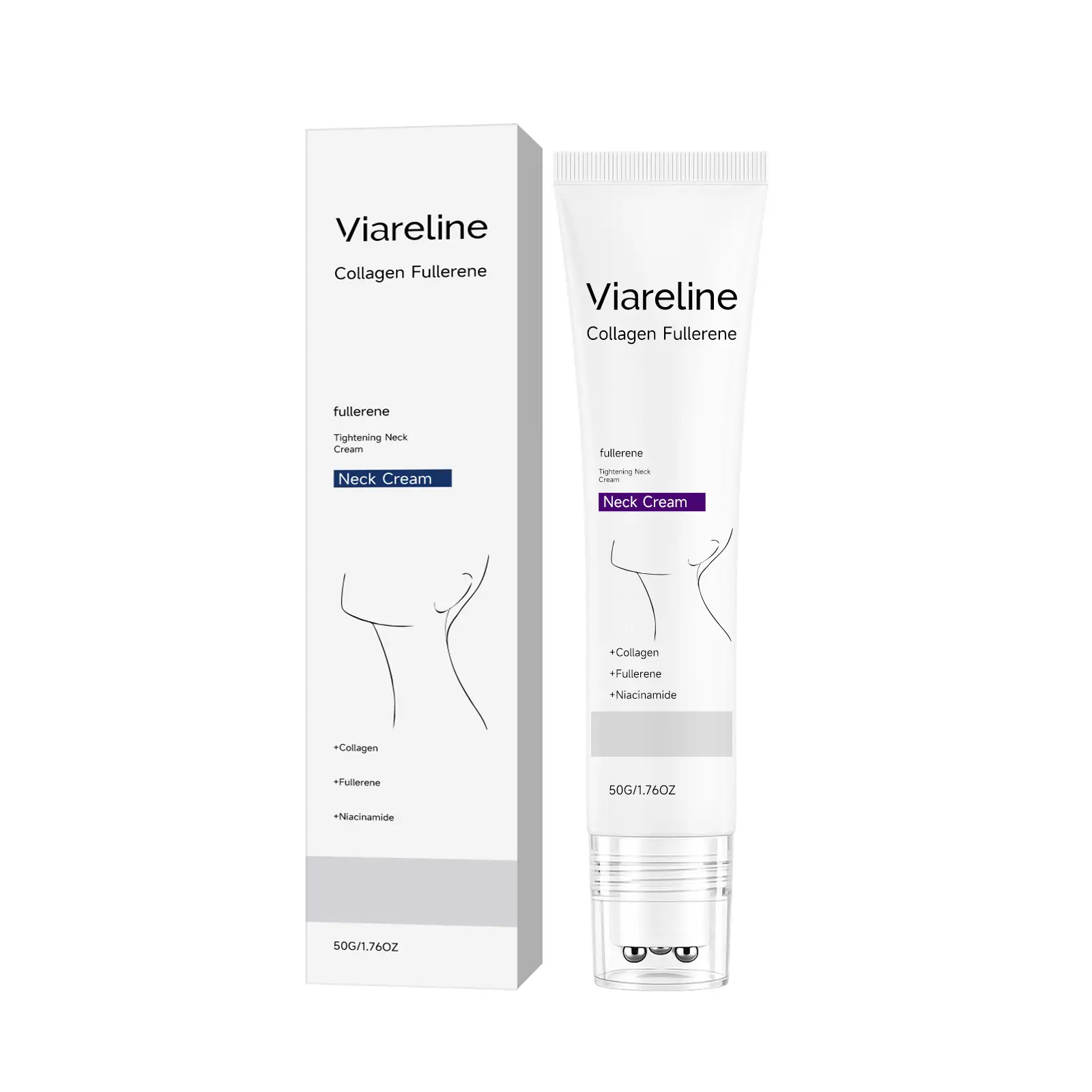 Neck Firming Cream with Collagen, Five Rollers forAll-Around Massage, Reduces Wrinkles and DoubleChin, Relieves Edema, with Hyaluronic Acid, VitaminC + E, Moisturizer, Skin Care