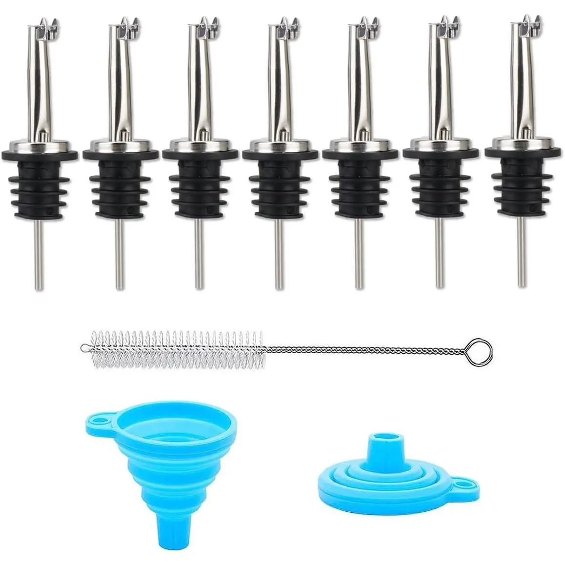 Stainless Steel Flip Top Pour Spout Dispensers for 3/4" Olive Oil, Vinegar & Liquor Bottles - Multi-Purpose Speed Pourer Nozzles for Kitchen & Bar Use, Dispenser
