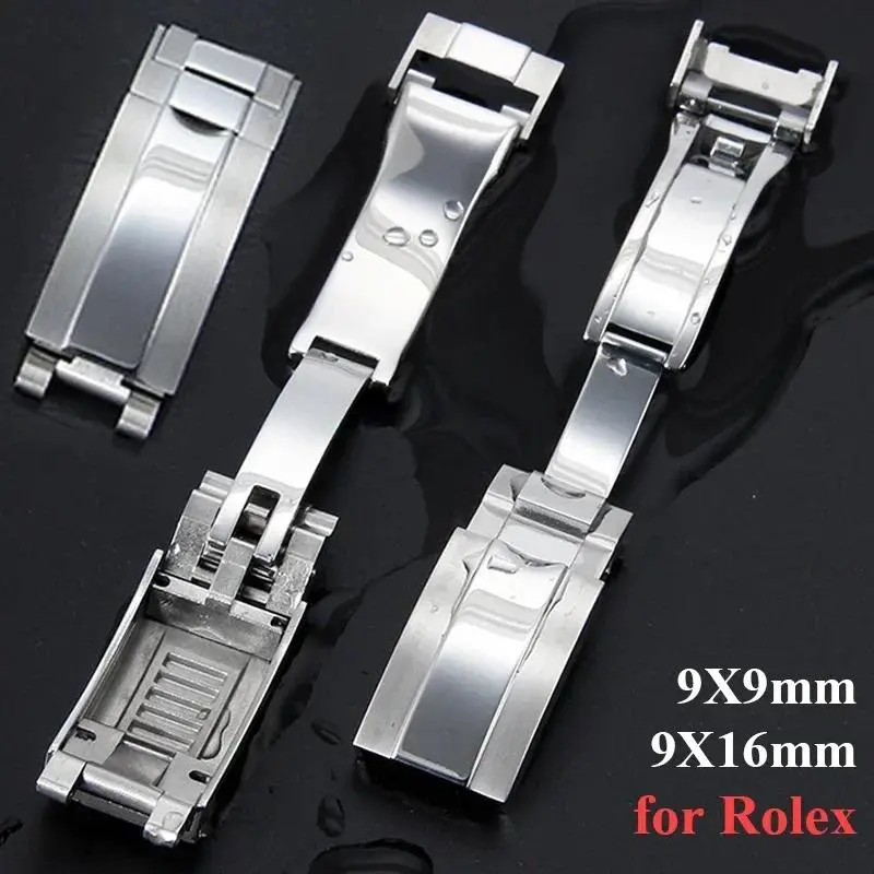 9x9mm Watch Buckle for Rolex DAYTONA SUBMARINER GMT Watch Band Clasp Stainless Steel Fine-tuning Pull Button 9X16mm Buckles