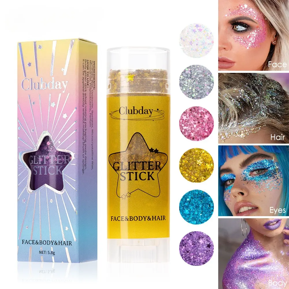 Glitter Jelly Eyeshadow Stick – Multi-Use Sparkle Crayon for Face, Eyes, Body & Hair, Long-Lasting Shimmer, Festival & Party Makeup, One-Swipe Glitter Glow