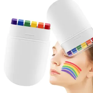 6-Color Rainbow Face Paint Kit – DIY Face Painting & Body Art for Kids, Halloween Parties, and Soccer Events