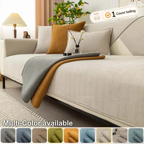 Modern Couch Cover, Washable Sofa Protector Mat, Sofa Covers, 1-Piece Soft Herringbone Textured Sofa Seat Pad, Non-Slip Pet-Friendly Furniture Cover for Sectionals, Loveseats, Armchairs & 1–4 Seater Sofas, Available in Multiple Colors