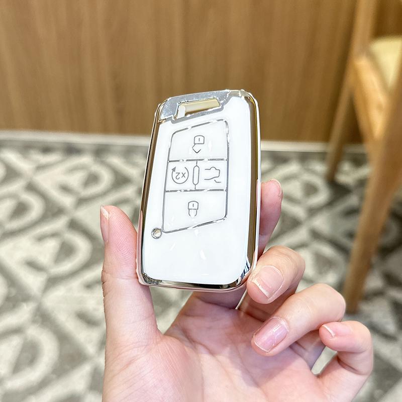 For Volkswagen with Keychain, Premium TPU Key Case Compatible with VW Tiguan Atlas Taos SEL Jetta GLI Passat Arteon Remote Start Protector
