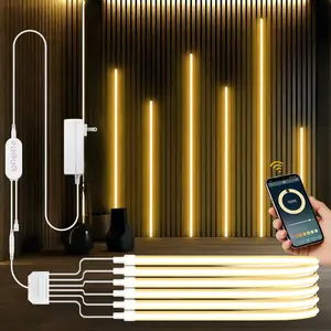 Smart Bluetooth-compatible APP Control Warm White COB LED Neon Light, Adjustable Brightness, 24v RF Remote, Ideal for Cabinet Grille Wood Wall Backlight Decoration