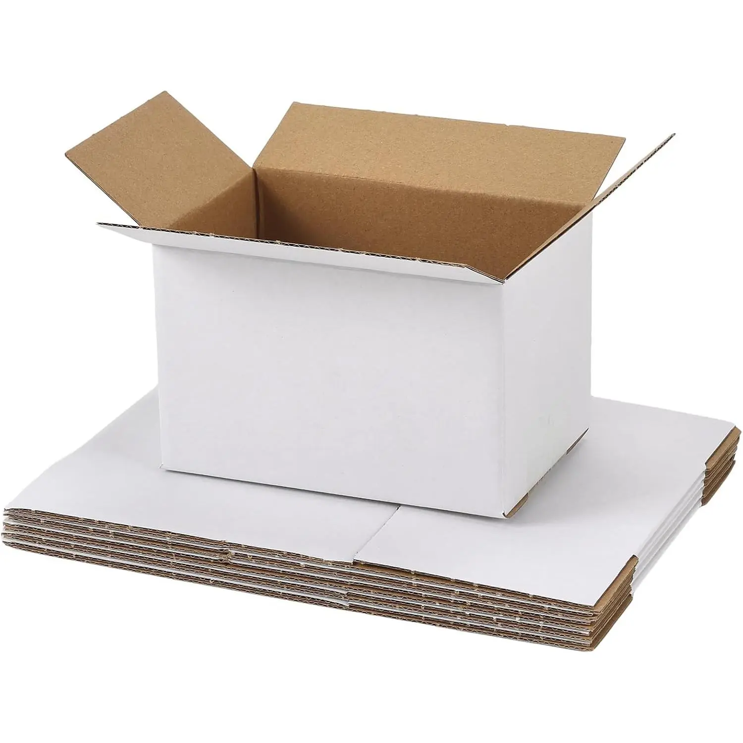 6 Pack Shipping Boxes 6x4x4 Inches, White Corrugated Cardboard Mailing Box for Packing, Mailing, Small Business