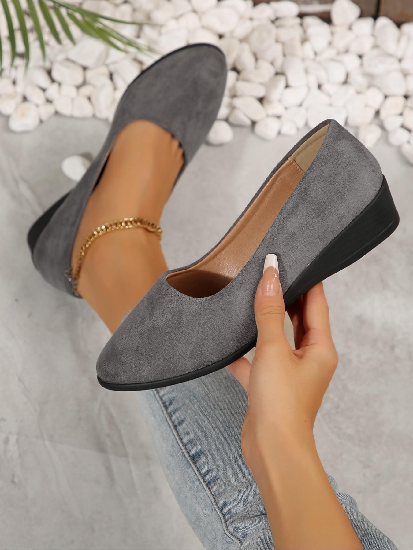 Women's Round Toe Slip-on Flats, Soft Pu Leather Fall, Lightweight Rubber Sole, All-season Comfortable Design, Slip On Shoes, Casual Trendy Flat