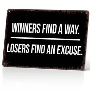 2D Flat Winners Find A Way.    Losers Find An Excuse. 12x8 Inch Motivational Wall Art – Gym, Office, Garage Decor – Bold Indoor/Outdoor Poster