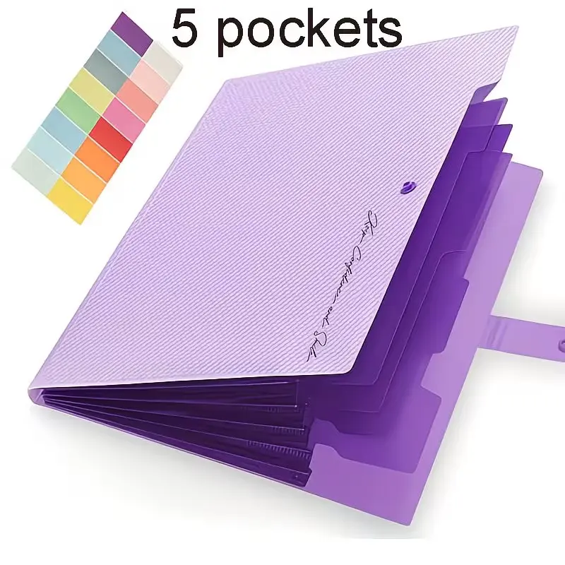 Eight/five-Compartment File Bag Expander, Expanding File Folder, 9.45x12.8 Inches, Ideal for Important Documents, Portable Storage Bag for Office, Home, School