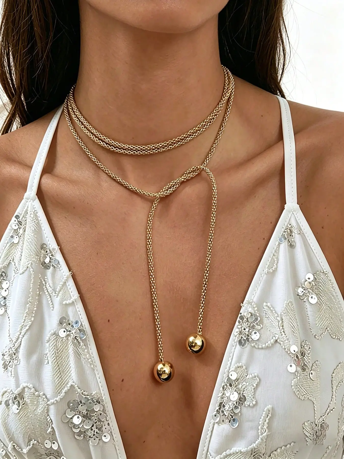Elegant Multi-Layer Beaded Necklace for Women, Long Strand Layered Pendant Beaded Chains, Perfect for Daily Wear and Parties